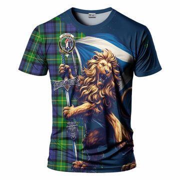Meldrum Tartan Family Crest T-Shirt with Scottish Majestic Lion Kid's Shirt - Tartan Vibes Clothing