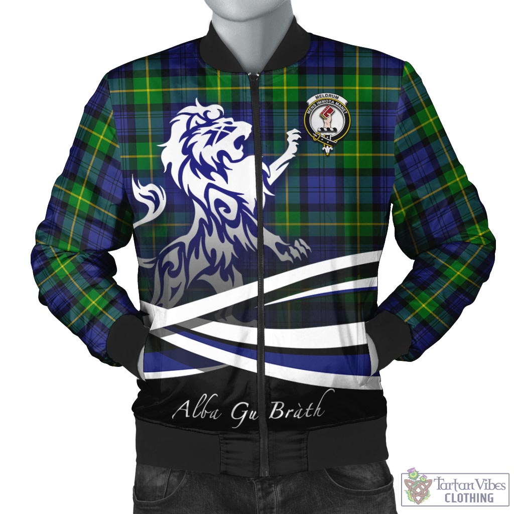 Meldrum Tartan Bomber Jacket with Alba Gu Brath Regal Lion Emblem Unisex - Tartan Vibes Clothing