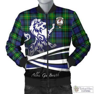 Meldrum Tartan Bomber Jacket with Alba Gu Brath Regal Lion Emblem Unisex - Tartan Vibes Clothing
