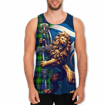 Meldrum Tartan Family Crest Men's Tank Top with Scottish Majestic Lion Men - Tartan Vibes Clothing