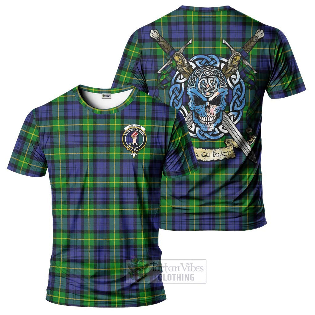 Meldrum Tartan T-Shirt with Family Crest Celtic Skull Style Kid's Shirt - Tartan Vibes Clothing