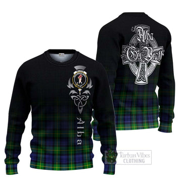 Meldrum Tartan Ugly Sweater Featuring Alba Gu Brath Family Crest Celtic Inspired Unisex - Tartan Vibes Clothing