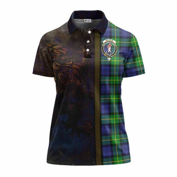 Meldrum Tartan Family Crest Women's Polo Shirt Alba Gu Brath Be Brave Lion Ancient Style Women - Tartan Vibes Clothing