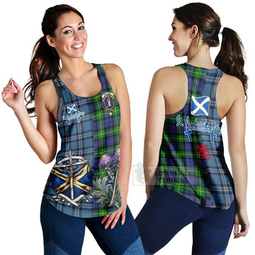 Meldrum Tartan Women's Racerback Tanks Happy St. Andrew's Day Half Tartan Style 4XL - Tartan Vibes Clothing