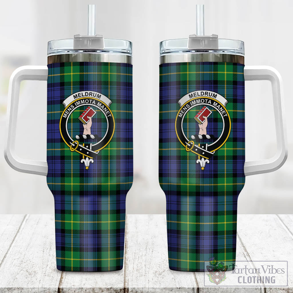 Meldrum Tartan Tumbler with Handle with Family Crest One Size 40 OZ - Tartan Vibes Clothing