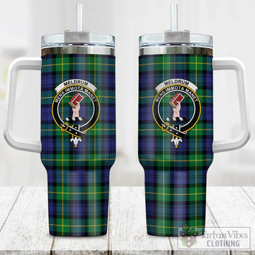 Meldrum Tartan Tumbler with Handle with Family Crest One Size 40 OZ - Tartan Vibes Clothing