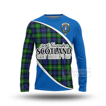 Meldrum Family Crest Tartan Long Sleeve T-Shirt Celebrate Saint Andrew's Day in Style Unisex - Tartan Vibes Clothing