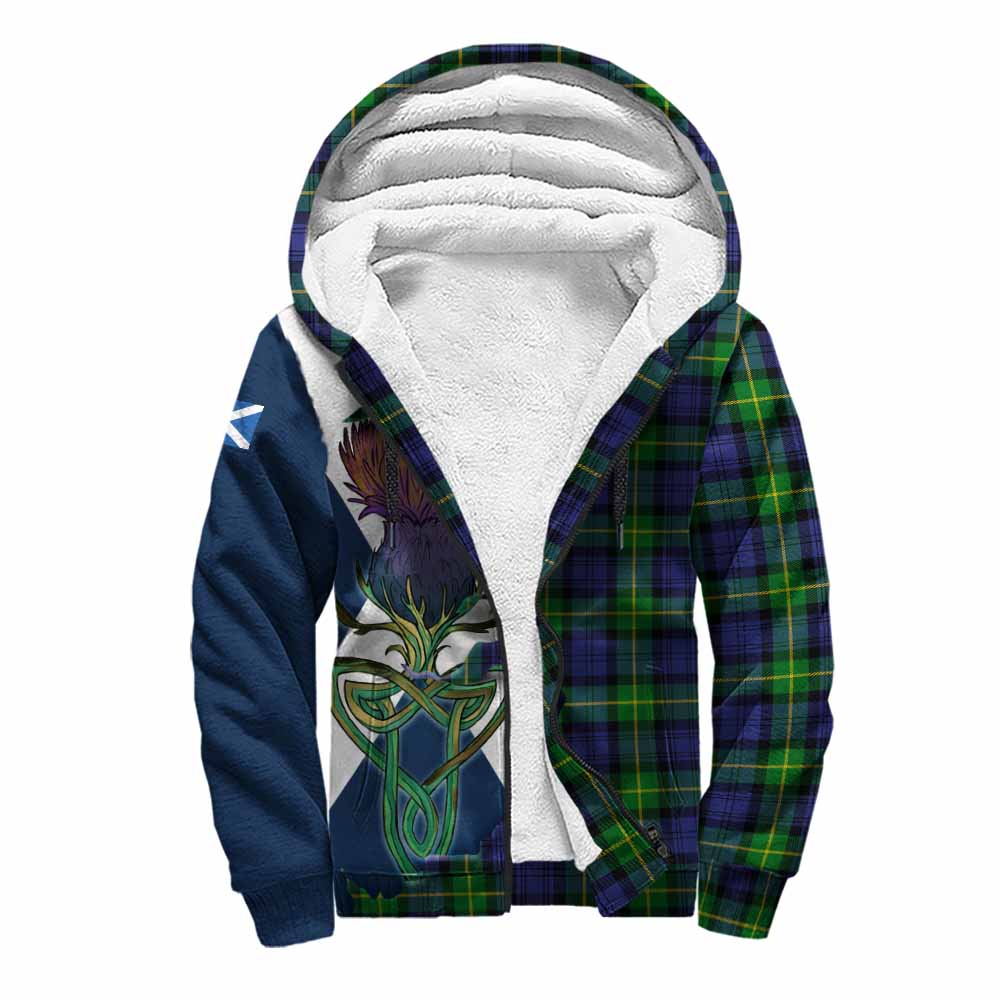 Meldrum Tartan Family Crest Sherpa Hoodie Scottish Thistle Celtic Inspired Unisex S - Tartan Vibes Clothing