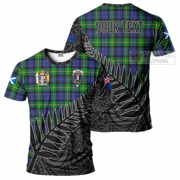 Meldrum Crest Tartan T-Shirt with New Zealand Silver Fern Half Style Kid's Shirt - Tartan Vibes Clothing