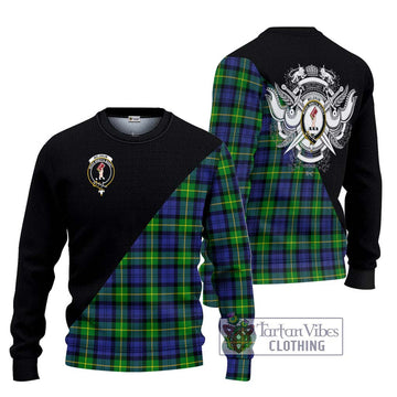 Meldrum Tartan Ugly Sweater with Family Crest and Military Logo Style Unisex - Tartan Vibes Clothing