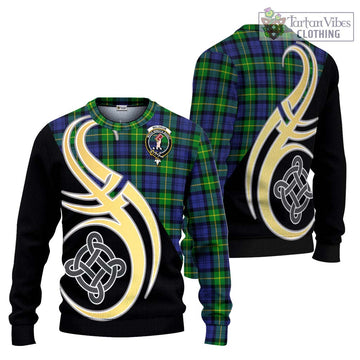 Meldrum Tartan Ugly Sweater with Family Crest and Celtic Symbol Style Unisex - Tartan Vibes Clothing