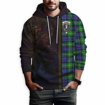 Tartan Vibes Clothing Meldrum Tartan Family Crest Hoodie Alba Gu Brath Be Brave Lion Ancient Style