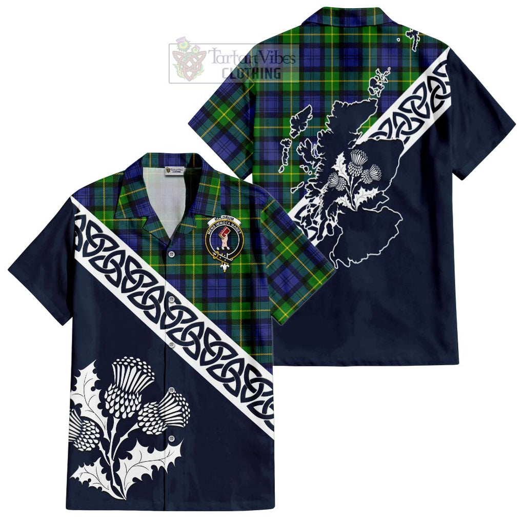 Meldrum Tartan Hawaiian Shirt Featuring Thistle and Scotland Map Kid - Tartan Vibes Clothing