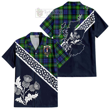 Meldrum Tartan Hawaiian Shirt Featuring Thistle and Scotland Map Kid - Tartan Vibes Clothing