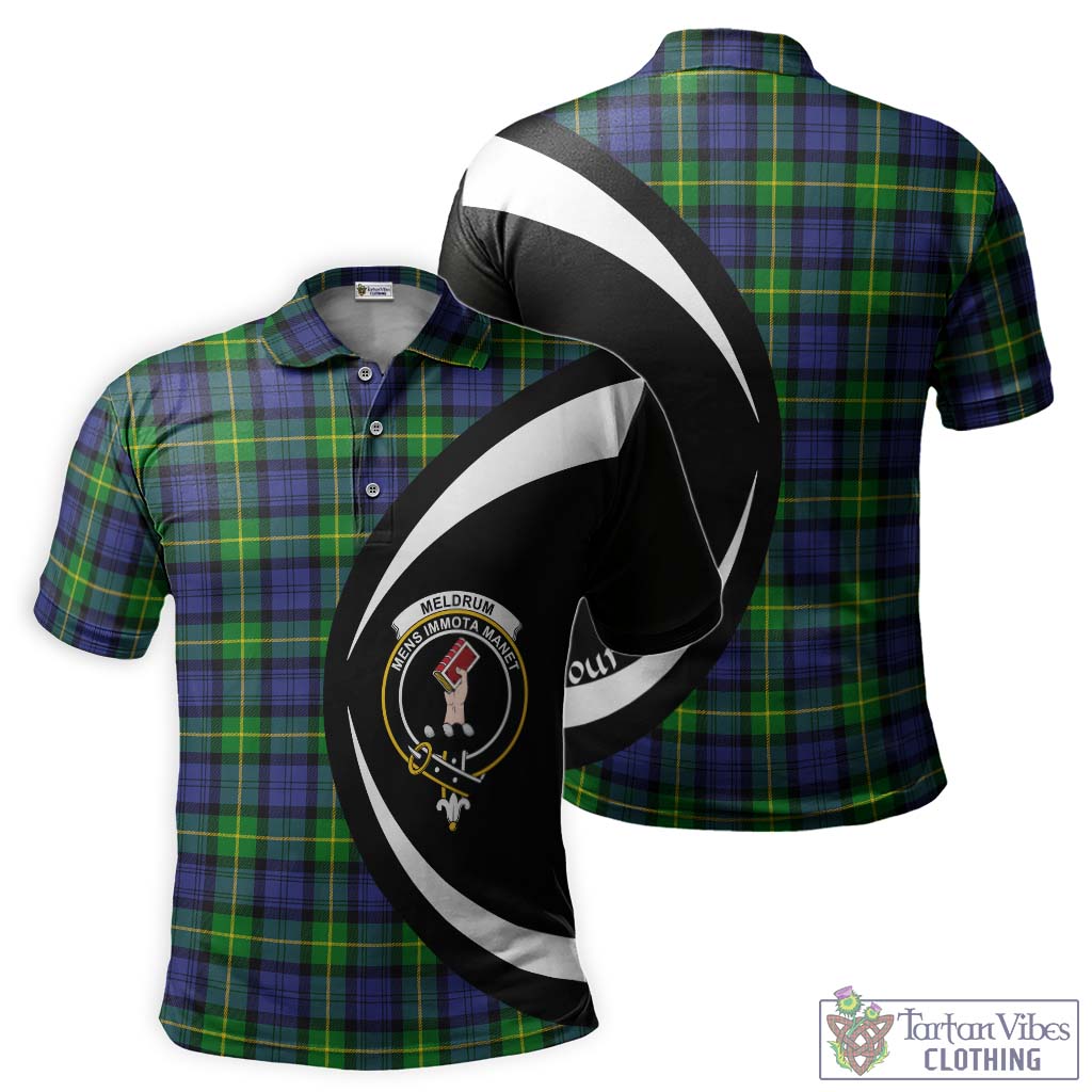 Meldrum Tartan Men's Polo Shirt with Family Crest Circle Style Kid - Tartan Vibes Clothing