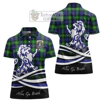 Meldrum Tartan Women's Polo Shirt with Alba Gu Brath Regal Lion Emblem Women - Tartan Vibes Clothing