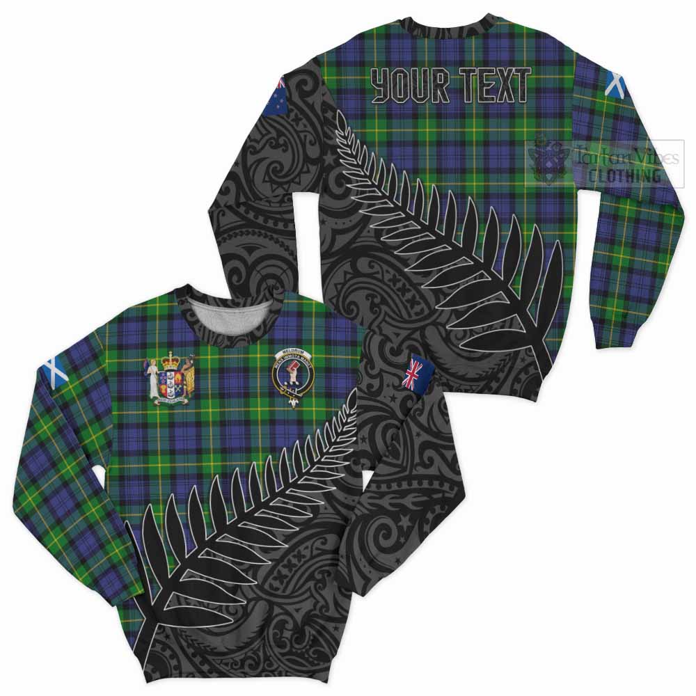 Meldrum Crest Tartan Sweatshirt with New Zealand Silver Fern Half Style Unisex - Tartan Vibes Clothing