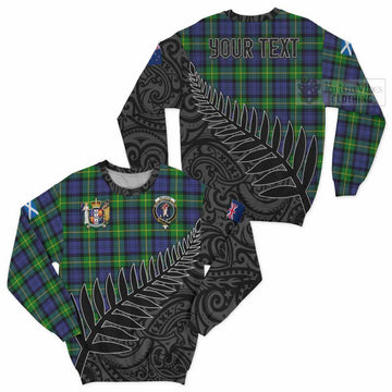 Meldrum Crest Tartan Sweatshirt with New Zealand Silver Fern Half Style Unisex - Tartan Vibes Clothing