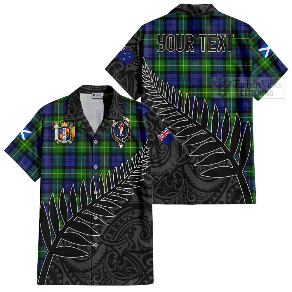 Meldrum Crest Tartan Hawaiian Shirt with New Zealand Silver Fern Half Style Kid - Tartan Vibes Clothing