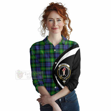 Meldrum Tartan Women's Casual Shirt with Family Crest Circle Style Female - Tartan Vibes Clothing