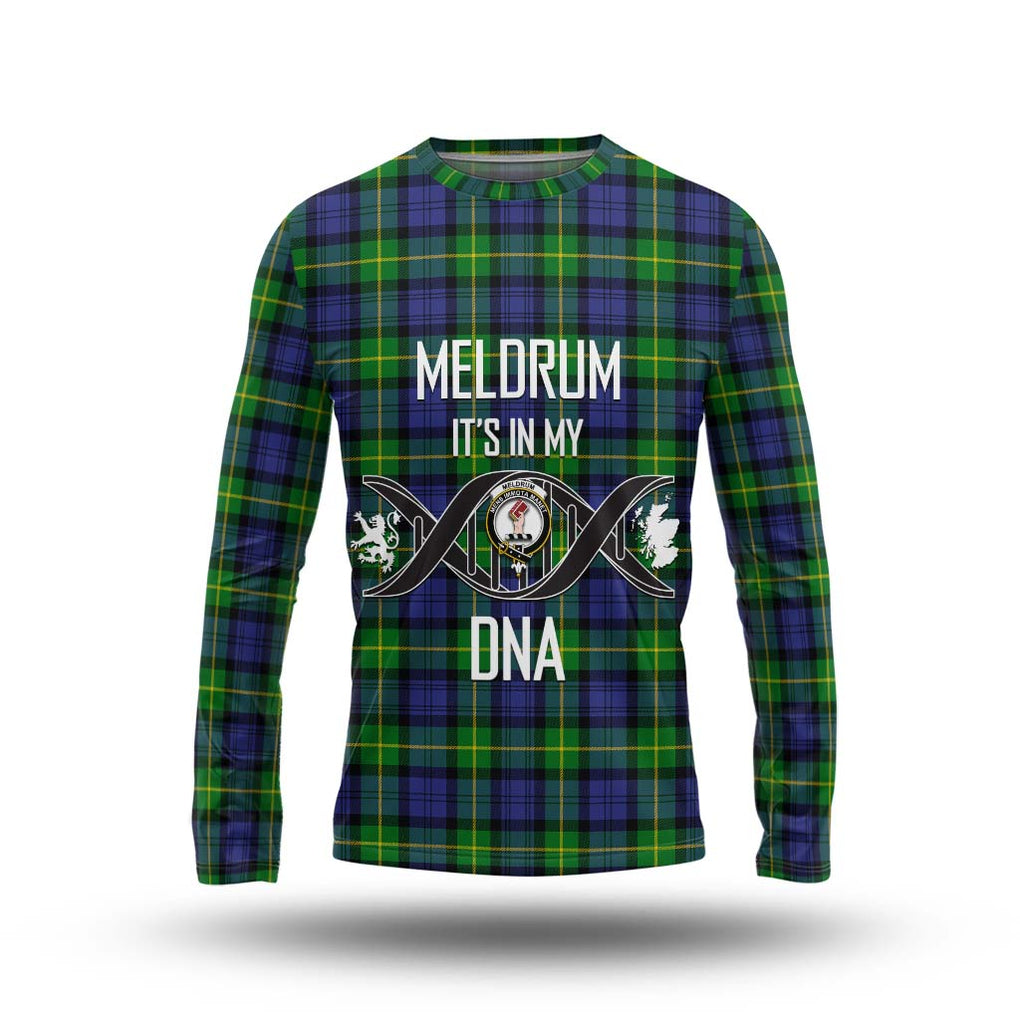 Meldrum Tartan Long Sleeve T-Shirt with Family Crest DNA In Me Style Unisex - Tartan Vibes Clothing