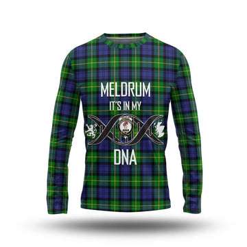 Meldrum Tartan Long Sleeve T-Shirt with Family Crest DNA In Me Style Unisex - Tartan Vibes Clothing