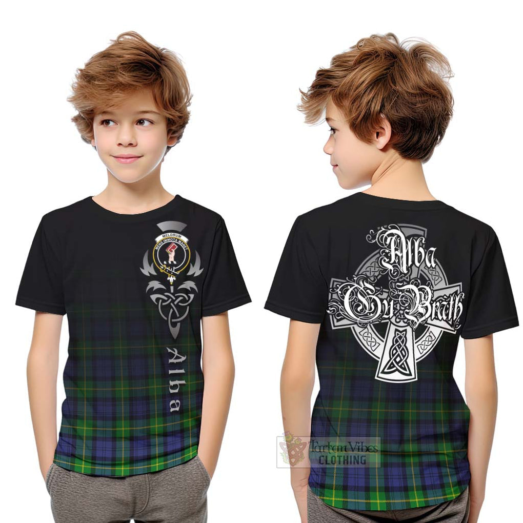 Meldrum Tartan Kid T-Shirt Featuring Alba Gu Brath Family Crest Celtic Inspired Youth XL Size14 - Tartan Vibes Clothing