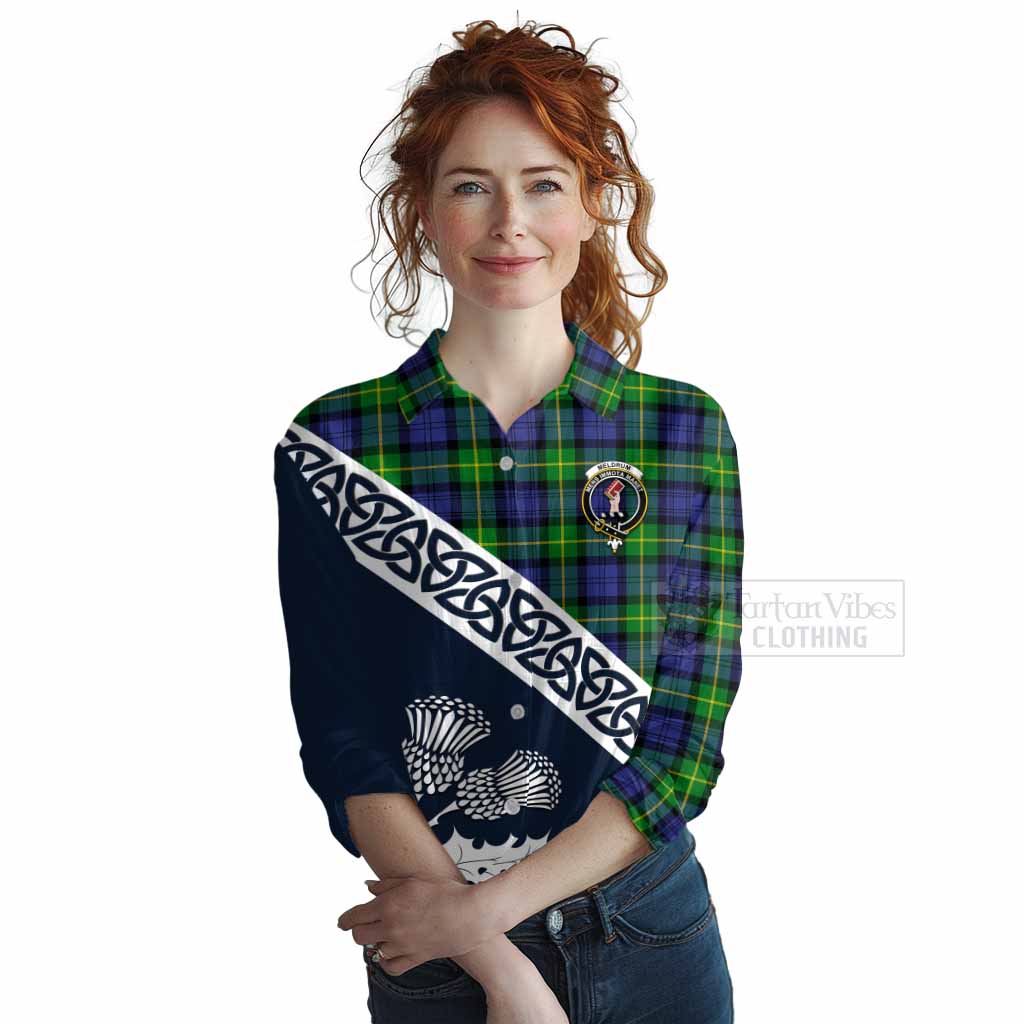 Meldrum Tartan Women's Casual Shirt Featuring Thistle and Scotland Map Female - Tartan Vibes Clothing