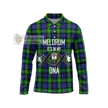 Meldrum Tartan Long Sleeve Polo Shirt with Family Crest DNA In Me Style Unisex - Tartan Vibes Clothing
