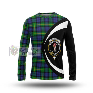 Meldrum Tartan Long Sleeve T-Shirt with Family Crest Circle Style Unisex - Tartan Vibes Clothing