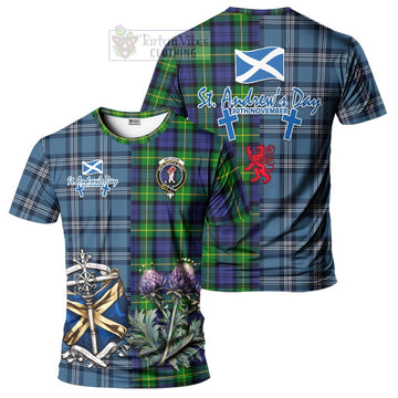 Meldrum Tartan T-Shirt Happy St. Andrew's Day Half Tartan Style Kid's Shirt - Tartan Vibes Clothing