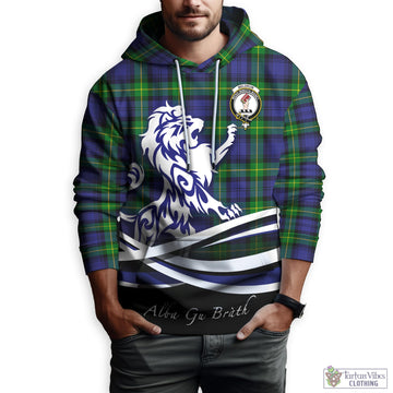 Meldrum Tartan Hoodie with Alba Gu Brath Regal Lion Emblem