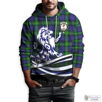Meldrum Tartan Hoodie with Alba Gu Brath Regal Lion Emblem Zip Hoodie - Tartan Vibes Clothing