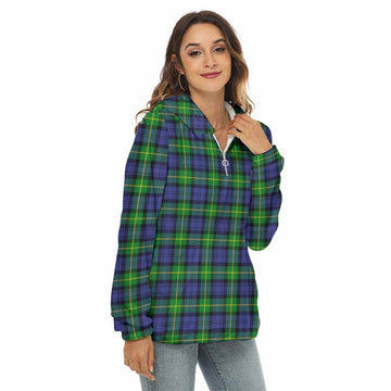 Meldrum Tartan Women's Borg Fleece Hoodie with Half Zip Female - Tartan Vibes Clothing