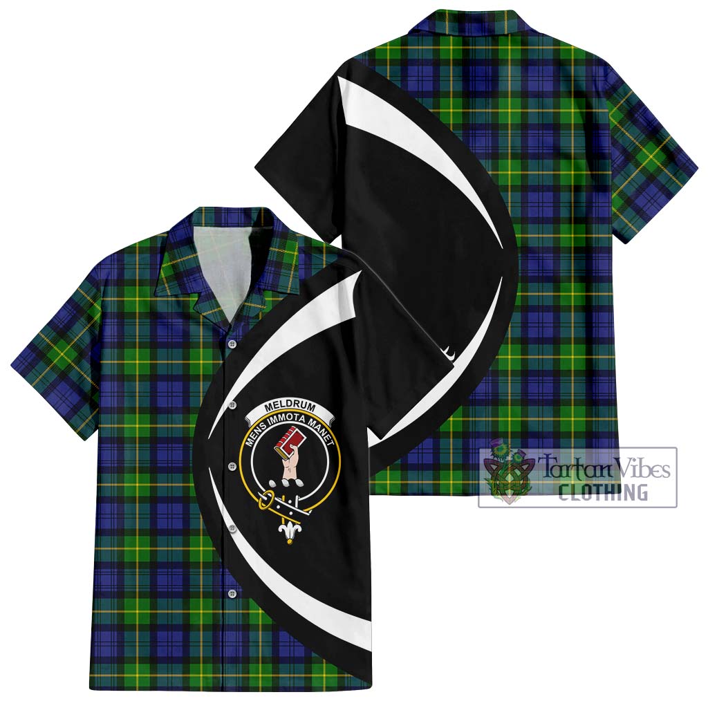 Meldrum Tartan Hawaiian Shirt with Family Crest Circle Style Kid - Tartan Vibes Clothing
