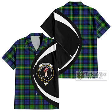 Meldrum Tartan Hawaiian Shirt with Family Crest Circle Style Kid - Tartan Vibes Clothing