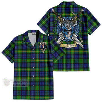 Meldrum Tartan Hawaiian Shirt with Family Crest Celtic Skull Style Kid - Tartan Vibes Clothing