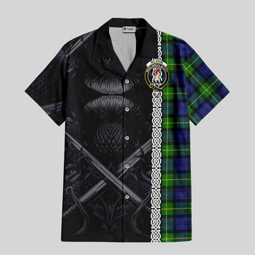 Meldrum Tartan Hawaiian Shirt with Family Crest Cross Sword Thistle Celtic Vibes Kid - Tartan Vibes Clothing