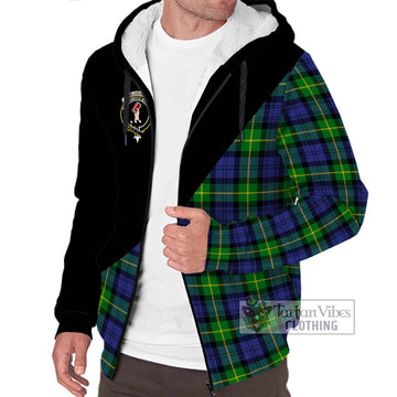 Meldrum Tartan Sherpa Hoodie with Family Crest and Military Logo Style Unisex S - Tartan Vibes Clothing