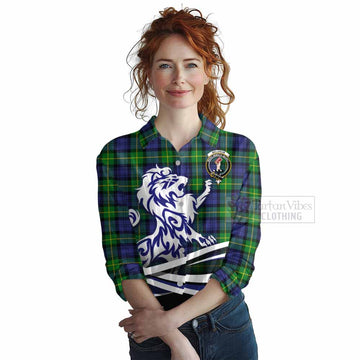 Meldrum Tartan Women's Casual Shirt with Alba Gu Brath Regal Lion Emblem Female - Tartan Vibes Clothing