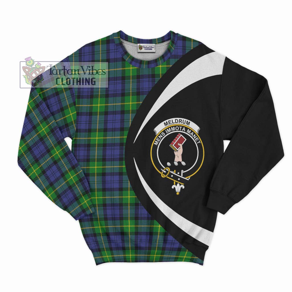 Meldrum Tartan Sweatshirt with Family Crest Circle Style Unisex - Tartan Vibes Clothing