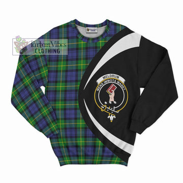 Meldrum Tartan Sweatshirt with Family Crest Circle Style Unisex - Tartan Vibes Clothing
