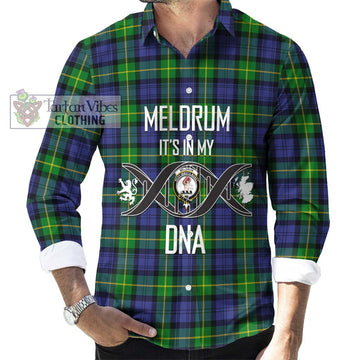 Meldrum Tartan Long Sleeve Button Shirt with Family Crest DNA In Me Style Men's Shirt S - Tartanvibesclothing Shop