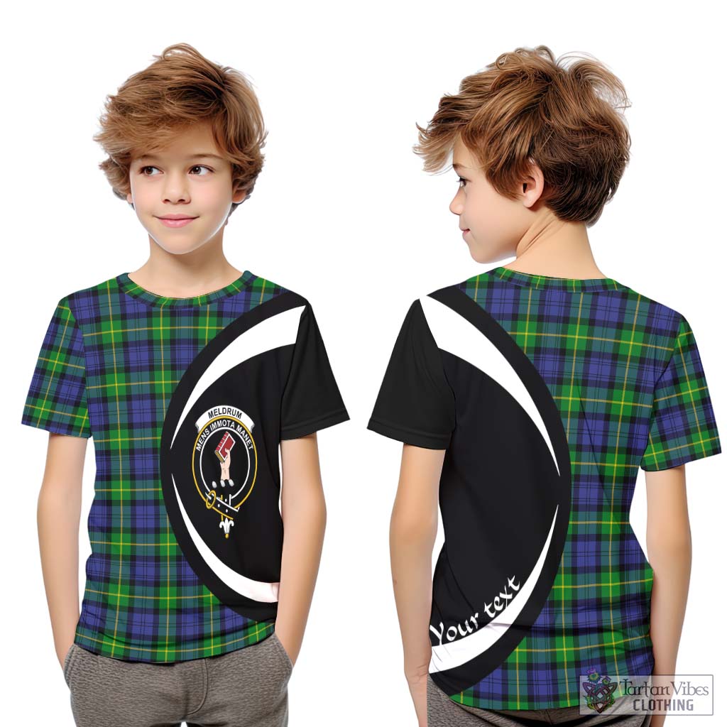 Meldrum Tartan Kid T-Shirt with Family Crest Circle Style Youth XL Size14 - Tartan Vibes Clothing