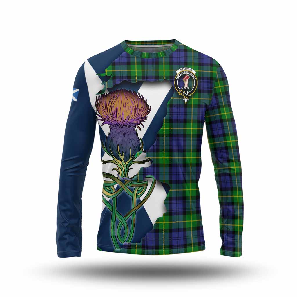 Meldrum Tartan Family Crest Long Sleeve T-Shirt Scottish Thistle Celtic Inspired Unisex - Tartan Vibes Clothing