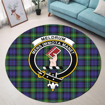 Meldrum Tartan Round Rug with Family Crest - Tartan Vibes Clothing