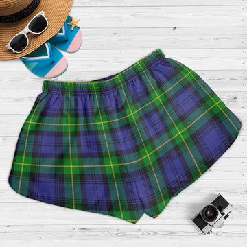 meldrum-tartan-womens-shorts-with-family-crest