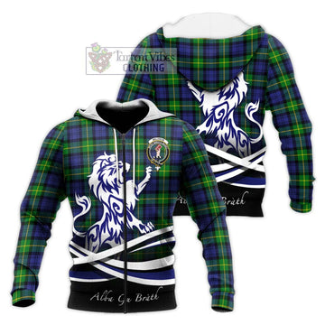 Meldrum Tartan Knitted Hoodie with Alba Gu Brath Regal Lion Emblem Unisex Knitted Zip Hoodie - Tartan Vibes Clothing