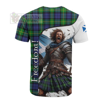 Tartan Vibes Clothing Meldrum Crest Tartan Cotton T-shirt Inspired by the Freedom of Scottish Warrior