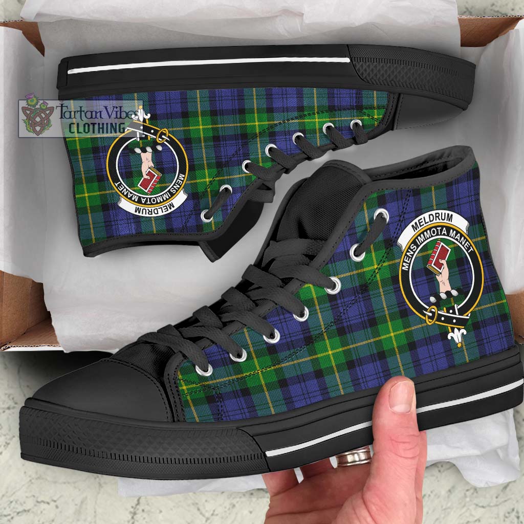 Meldrum Tartan High Top Shoes with Family Crest - Tartan Vibes Clothing